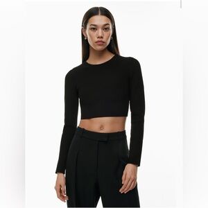 Babaton Black Ribbed contour Crop TopNWOT